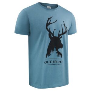T-shirt out-hunt hirsch blau